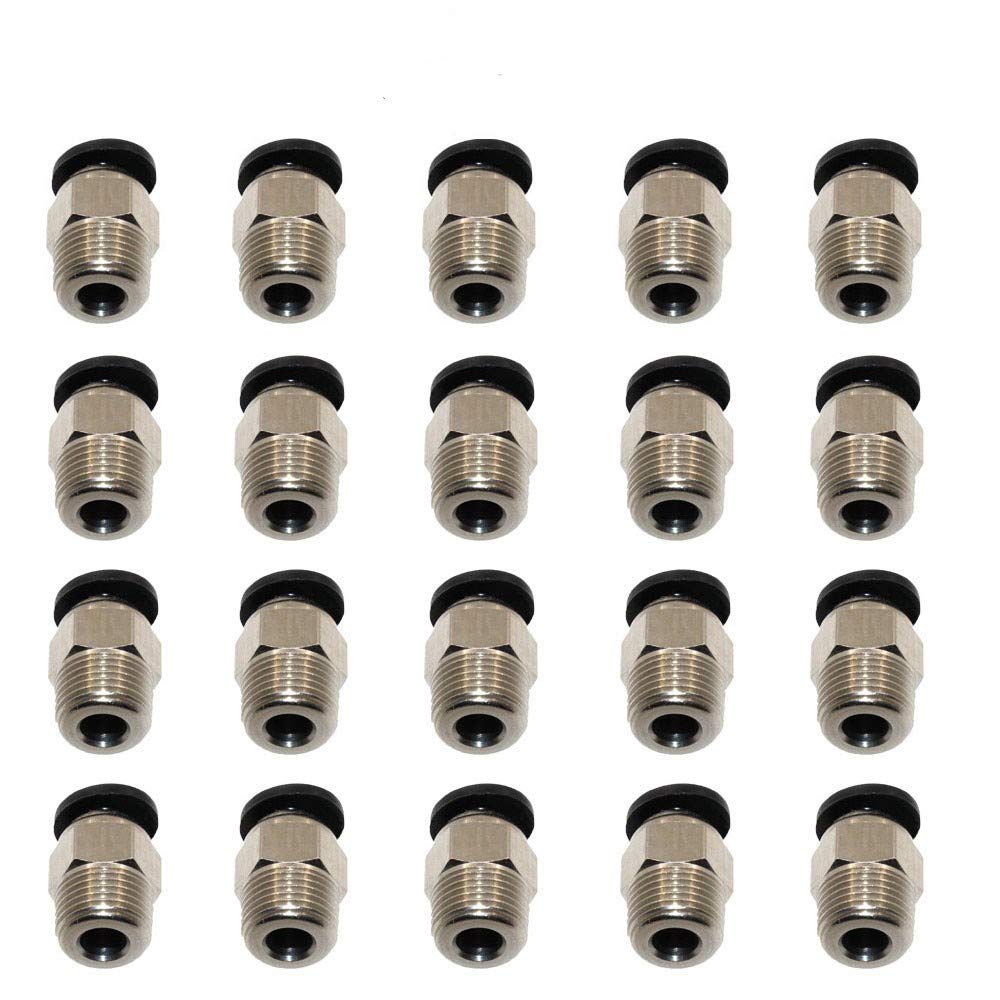 20pcs PC4-M10 Male Straight Pneumatic PTFE Tube Push Fit Quick Fitting Connectors