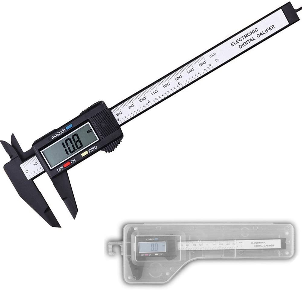 6 Inch 150mm Electronic Digital Caliper Ruler Carbon Fiber Composite with Two-Way Measurement + Easy to Read Large LCD