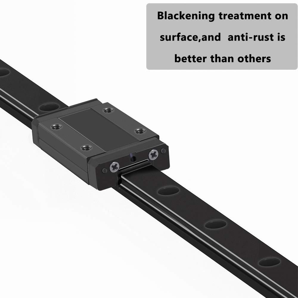 Black MGN12 Linear Sliding Guide Rail 300mm with MGN12H Bearing Steel Carriage Block for CoreXY DIY 3D Printer and CNC Machines