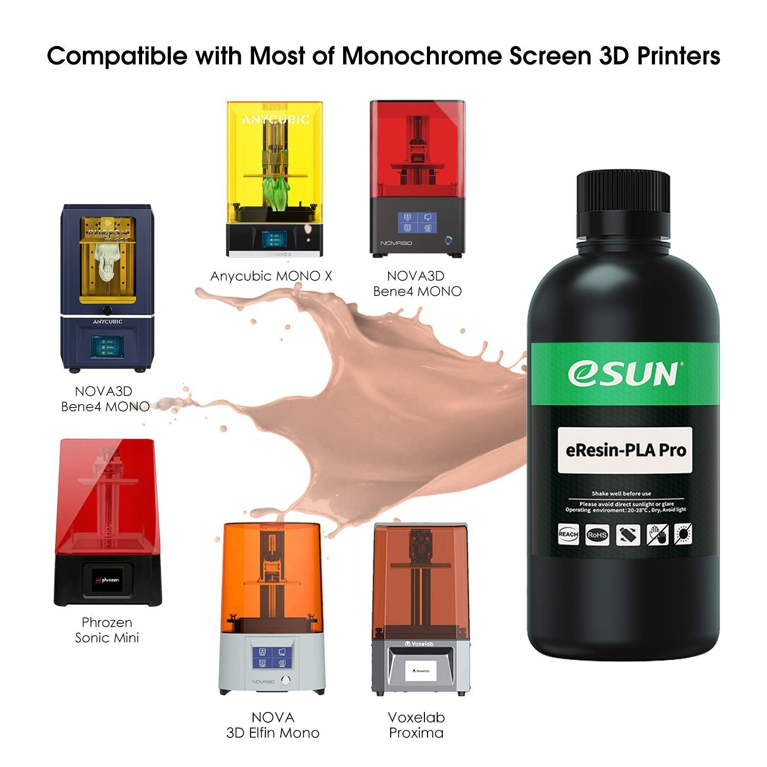 eSUN Plant Based Pro UV Resin, 405nm LCD UV Curing Photopolymer High Precision Low Odour Liquid Resin
