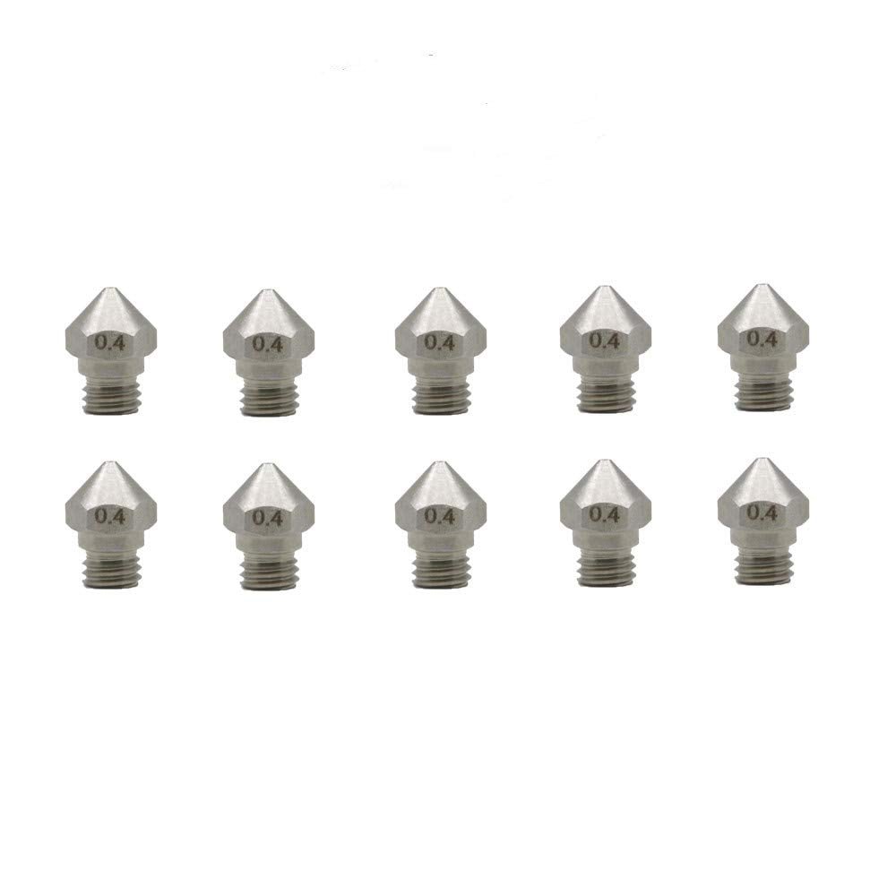 MK10 M7 Thread 0.4mm Stainless Steel Wear Resistant Nozzles (Pack of 10)
