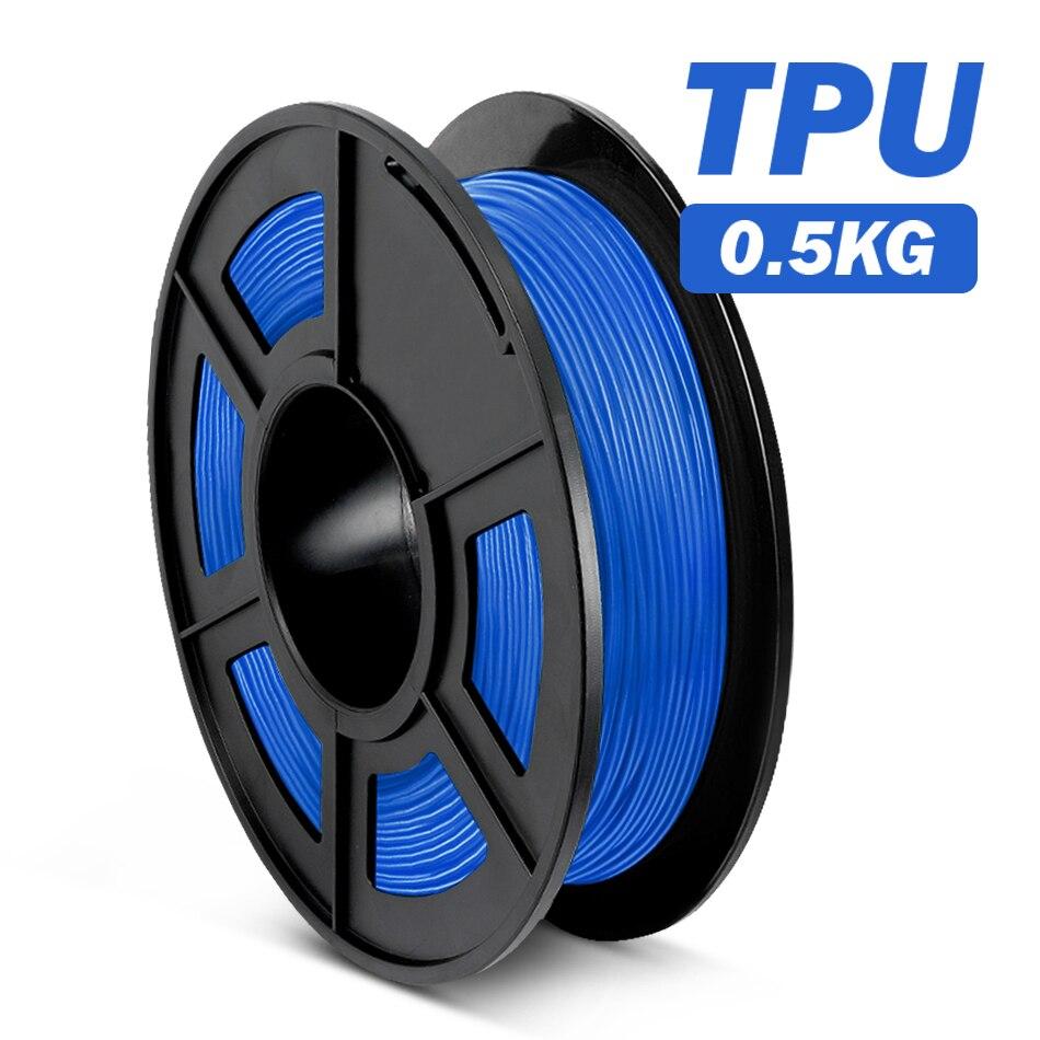 Blue TPU Flexible 3D Printer Filament 1.75mm 0.5kg Spool Dimensional Accuracy +/- 0.03 mm