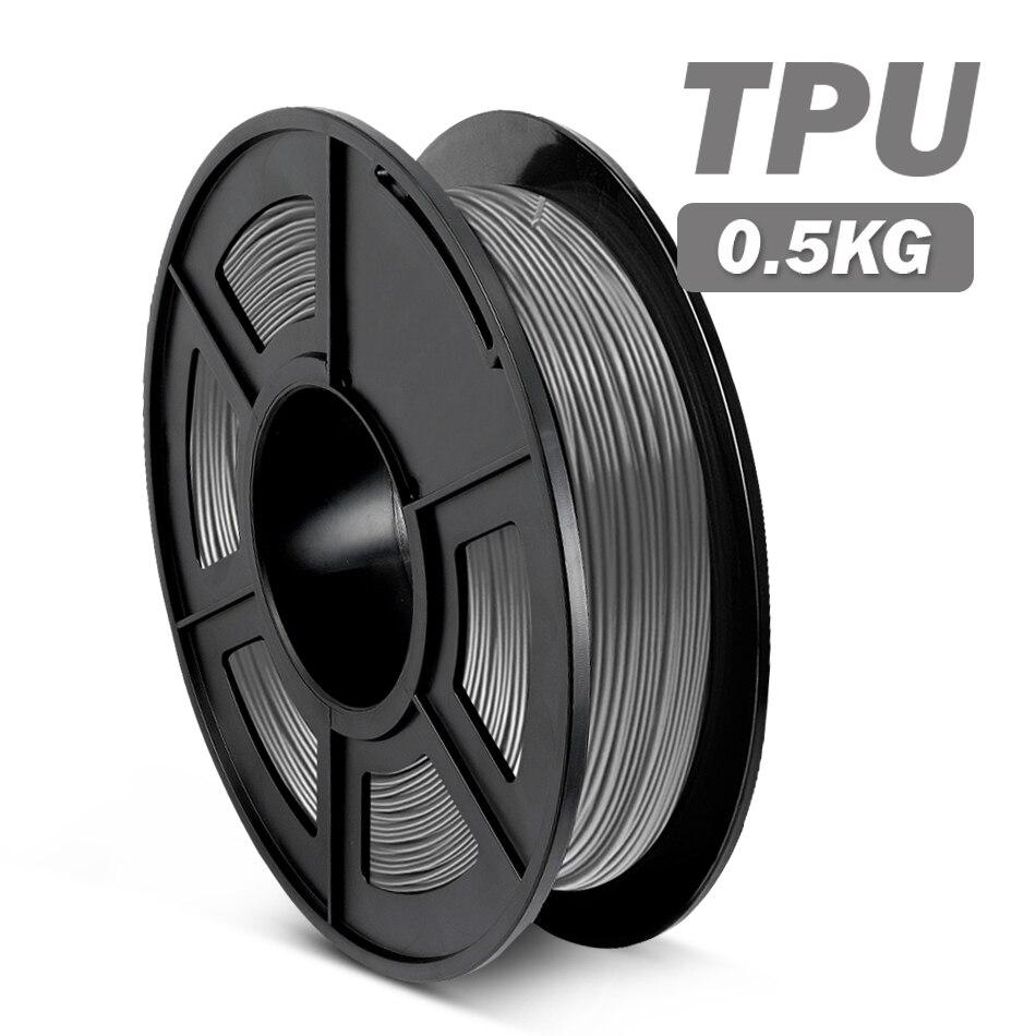 Grey TPU Flexible 3D Printer Filament 1.75mm 0.5kg Spool Dimensional Accuracy +/- 0.03mm