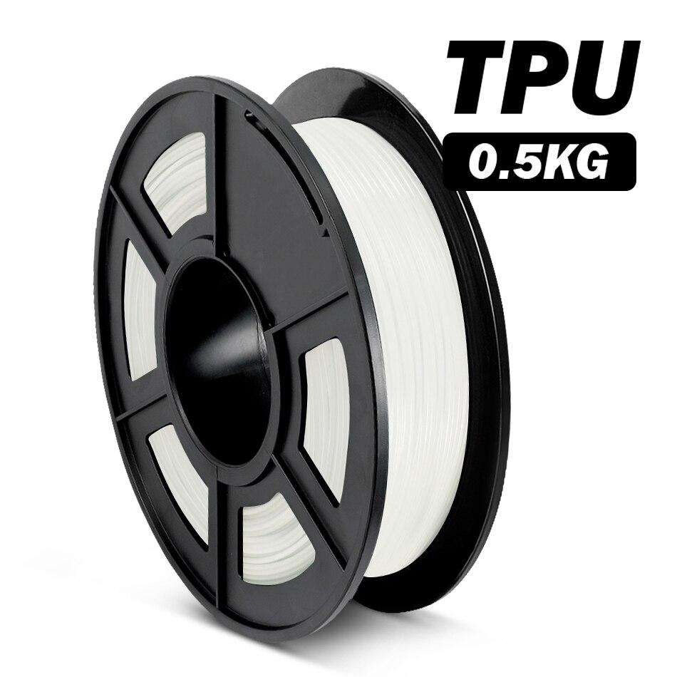 White TPU Flexible 3D Printer Filament 1.75mm 0.5kg Spool Dimensional Accuracy +/- 0.03 mm