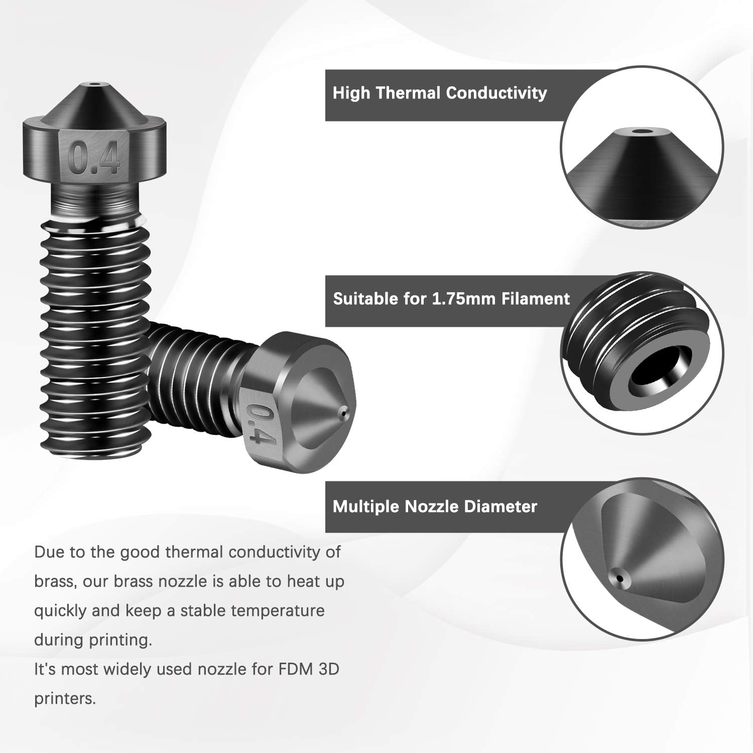 10pcs Hardened Steel Volcano Nozzles for E3D V5/V6 Hotend, High Temperature 3D Printing