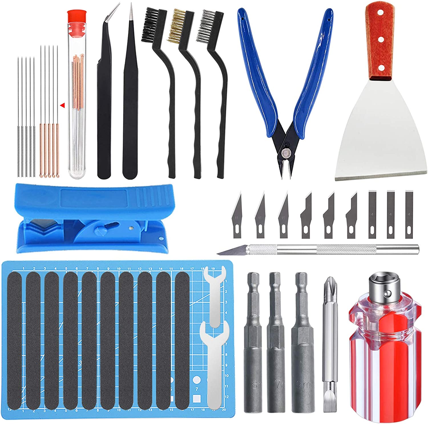 36pcs 3D Printer Accessories Tool Kit for Print Removal, Model Clean Up, Hotend Clogs, Measuring, Cutting