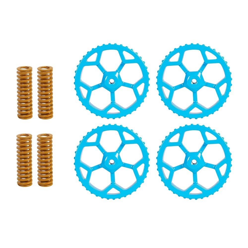 4pcs Blue Aluminium Hand Twist Bed Leveling Knobs + 4pcs Yellow Bed Springs