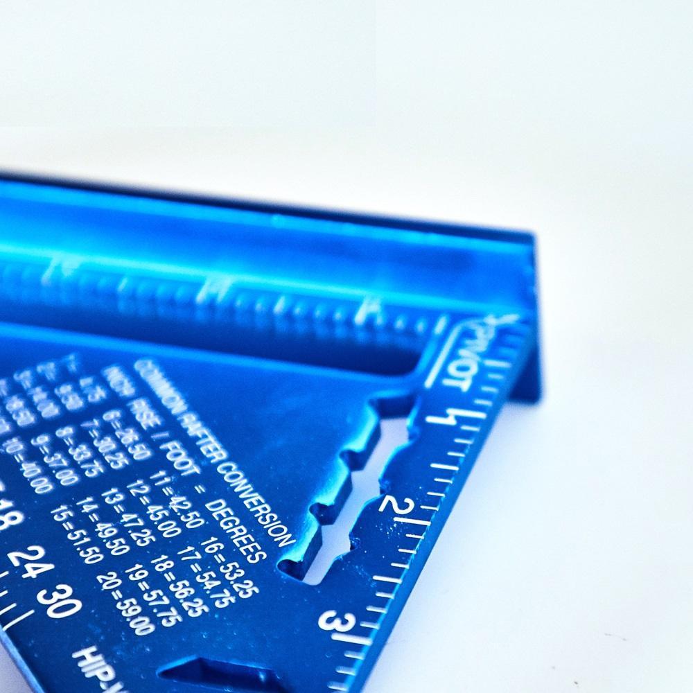 7 Inch Metric Aluminium Alloy Triangle Angle Ruler Protractor Measurement Tool Blue