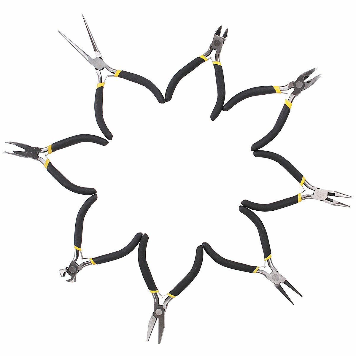 8pcs Mini Pliers / Wire Side Cutters Tool Set With Soft Grip Handles DIY Toolset