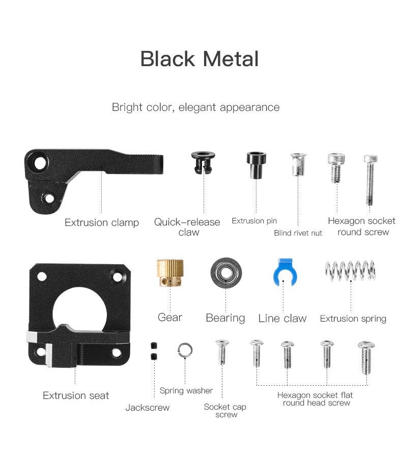 Black Aluminium MK8 All Metal Extruder Upgrade for Ender 3/Pro/V2/CR-10/CR-10 Pro V2