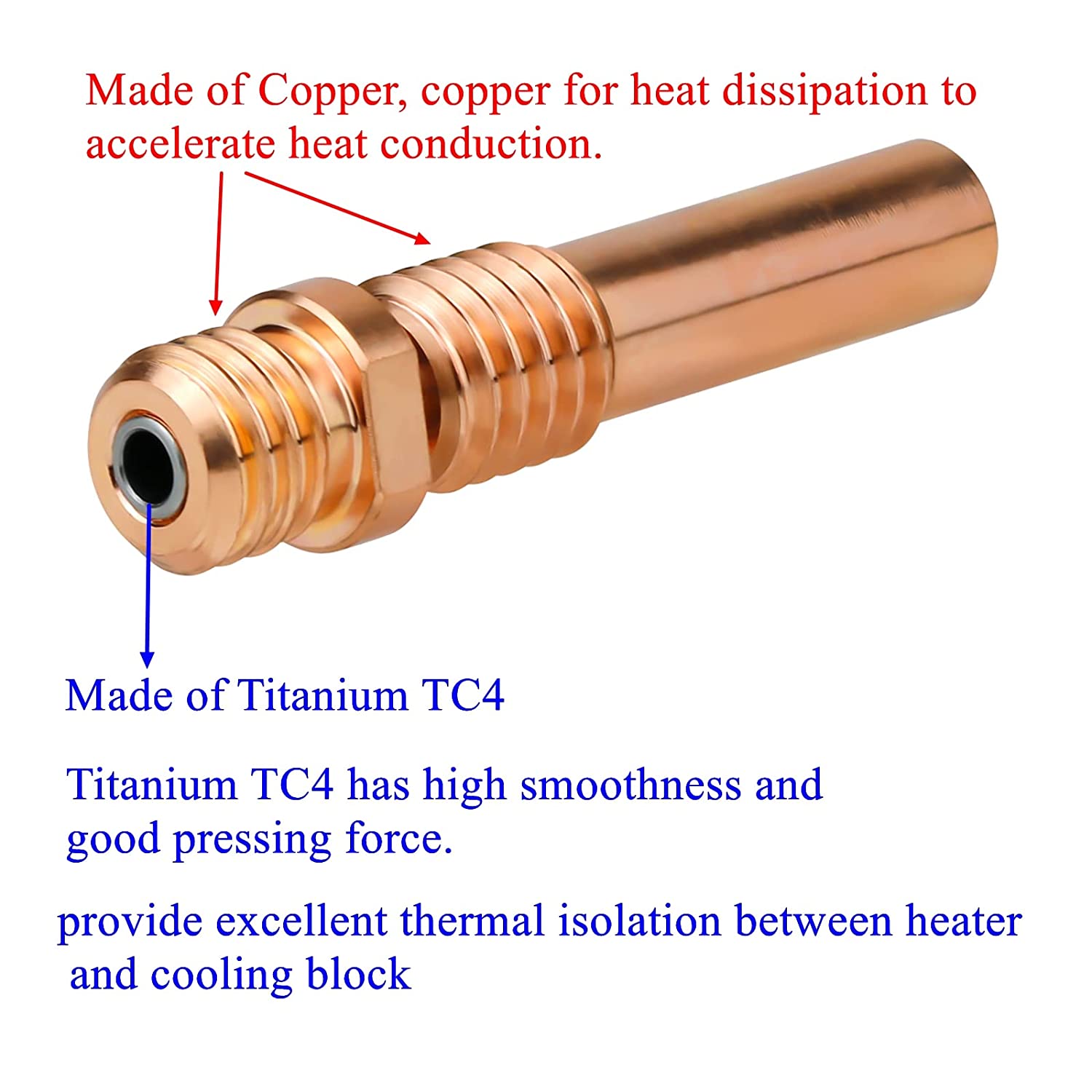 Copper-Titanium Bimetal Heatbreak Tube for Creality Spider All Metal Hotend