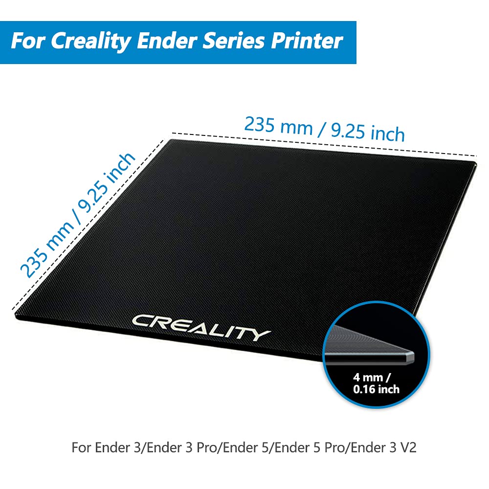 Creality 3D® Black Glass Hot-Bed / Heated Bed Platform for Ender-3, Ender-3X, Ender-3 Pro & Ender-5
