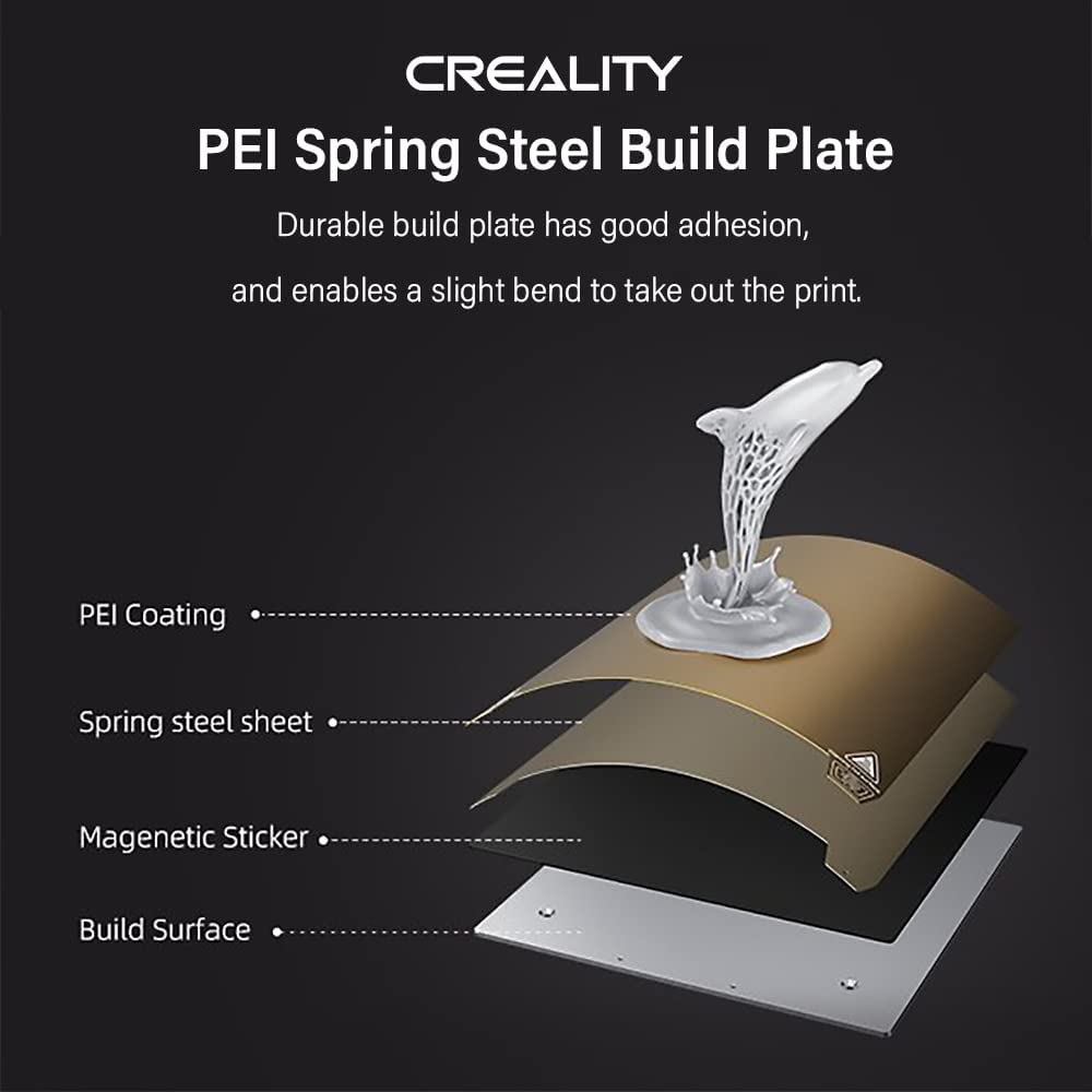 Creality K1 PEI Sheet Smooth Flexible Spring Steel Build Plate Magnetic  Sticker Removable 3D Printer Bed Surface 235x235mm for Ender 3  /Pro/Neo/V2/V2