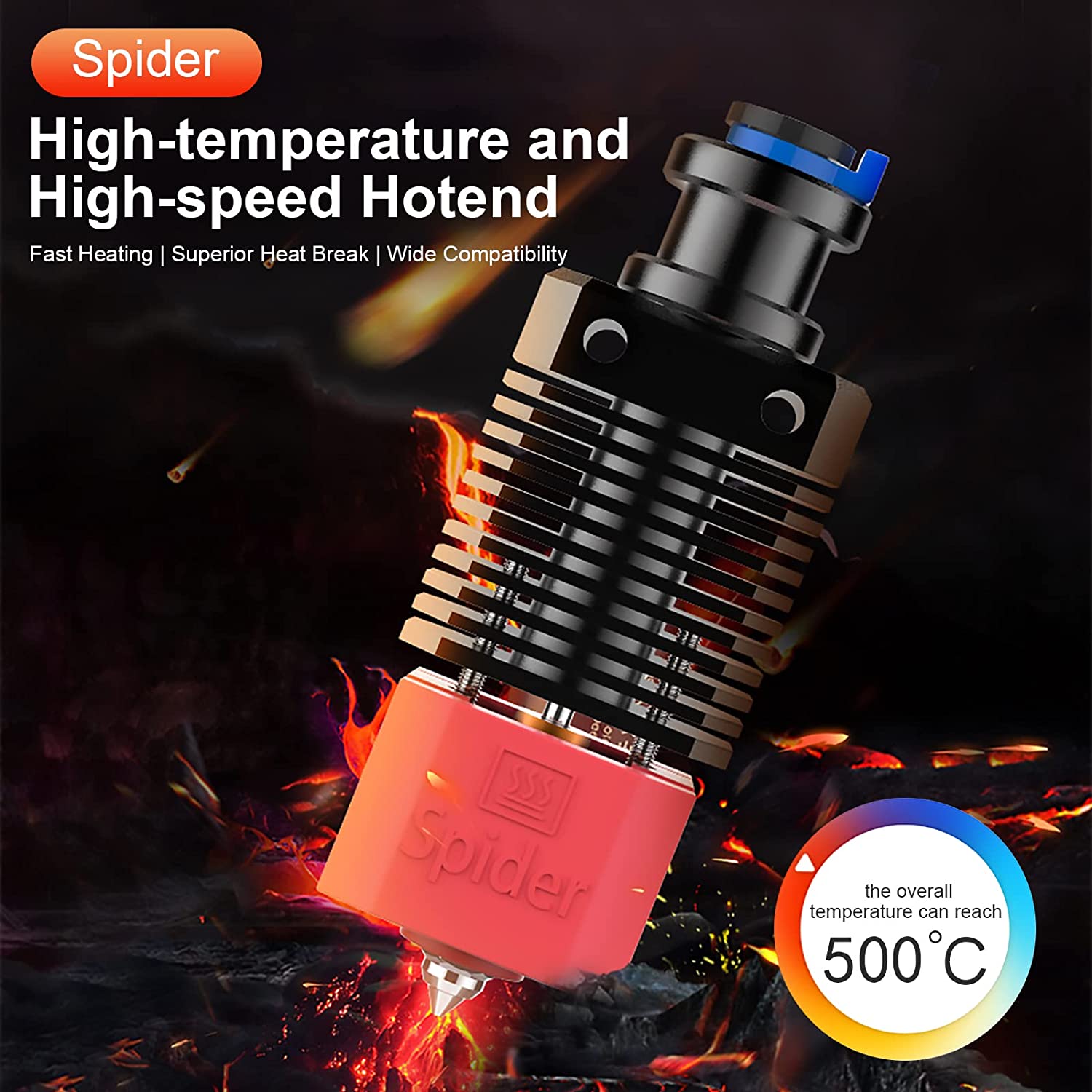 Creality Spider All Metal Hotend, High Temperature 3D Printing for Ender/CR-10 Series