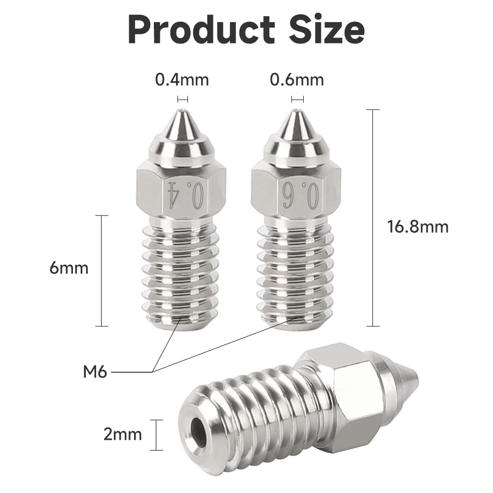 Creality Spider Hotend Steel Nozzles 0.4mm & 0.6mm for High Temperature 3D Printing