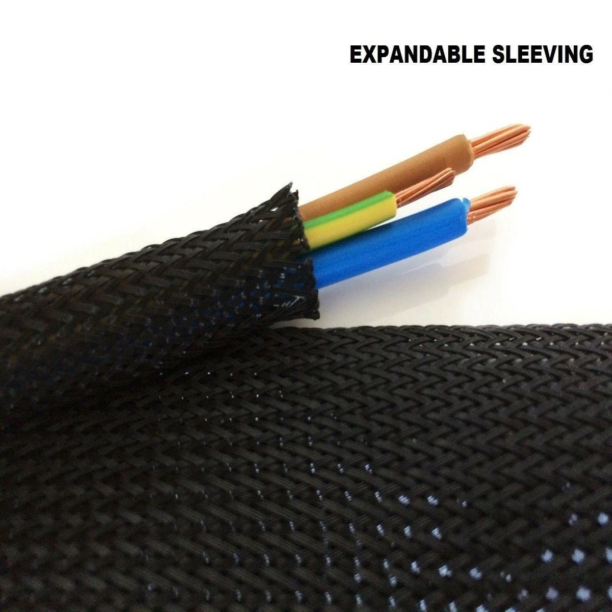 Expandable Braided Nylon Mesh Cable Sleeve (12mm Diameter) - Various Lengths