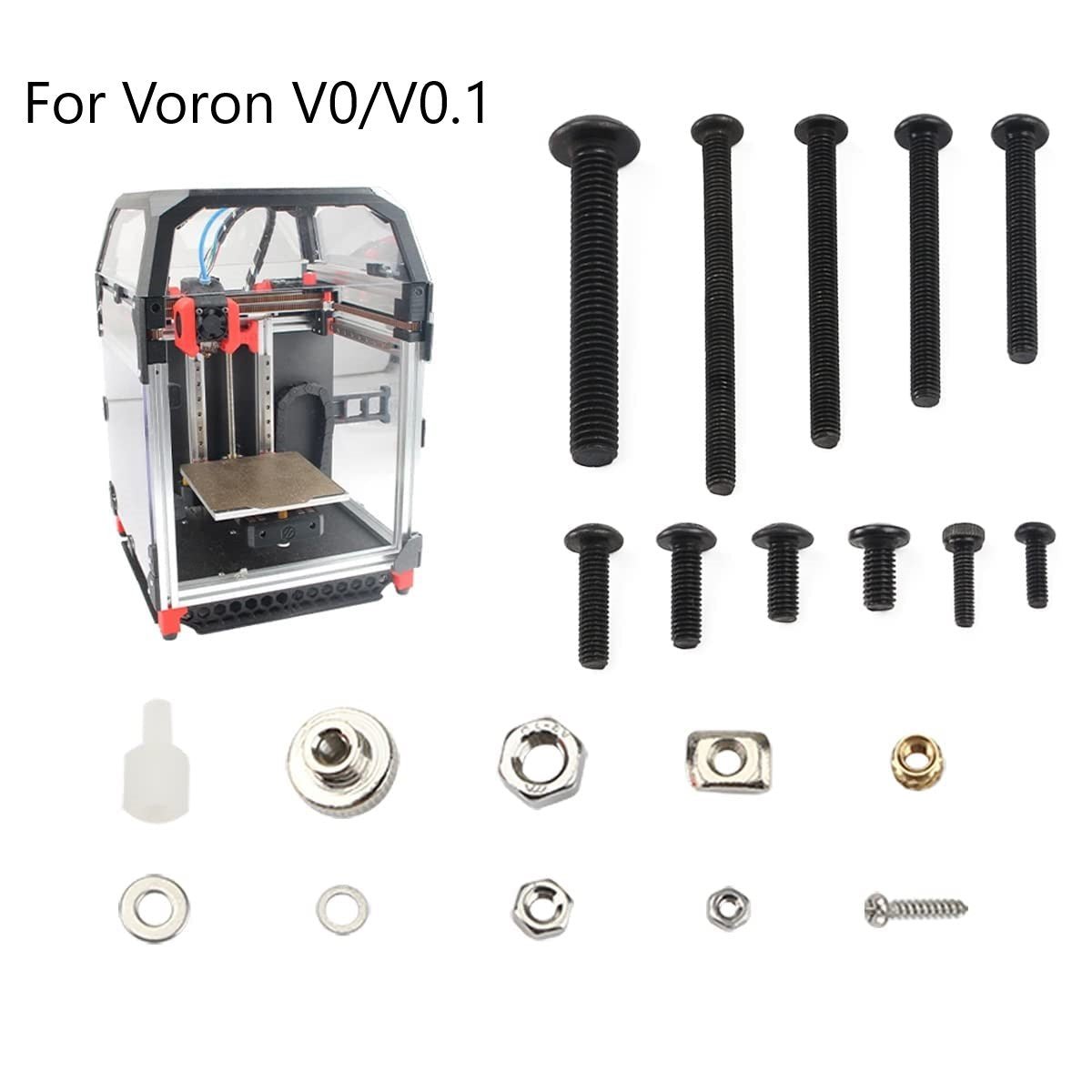 Full Fastener Set for Voron V0/V0.1 3D Printer - Screws, Nuts, Washers, Spacers, Hexnuts