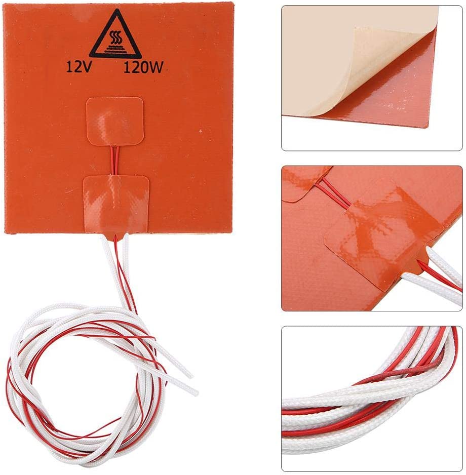High Temperature Silicone Heated Bed Heating Pad 12V 120W (120mm x 120mm)