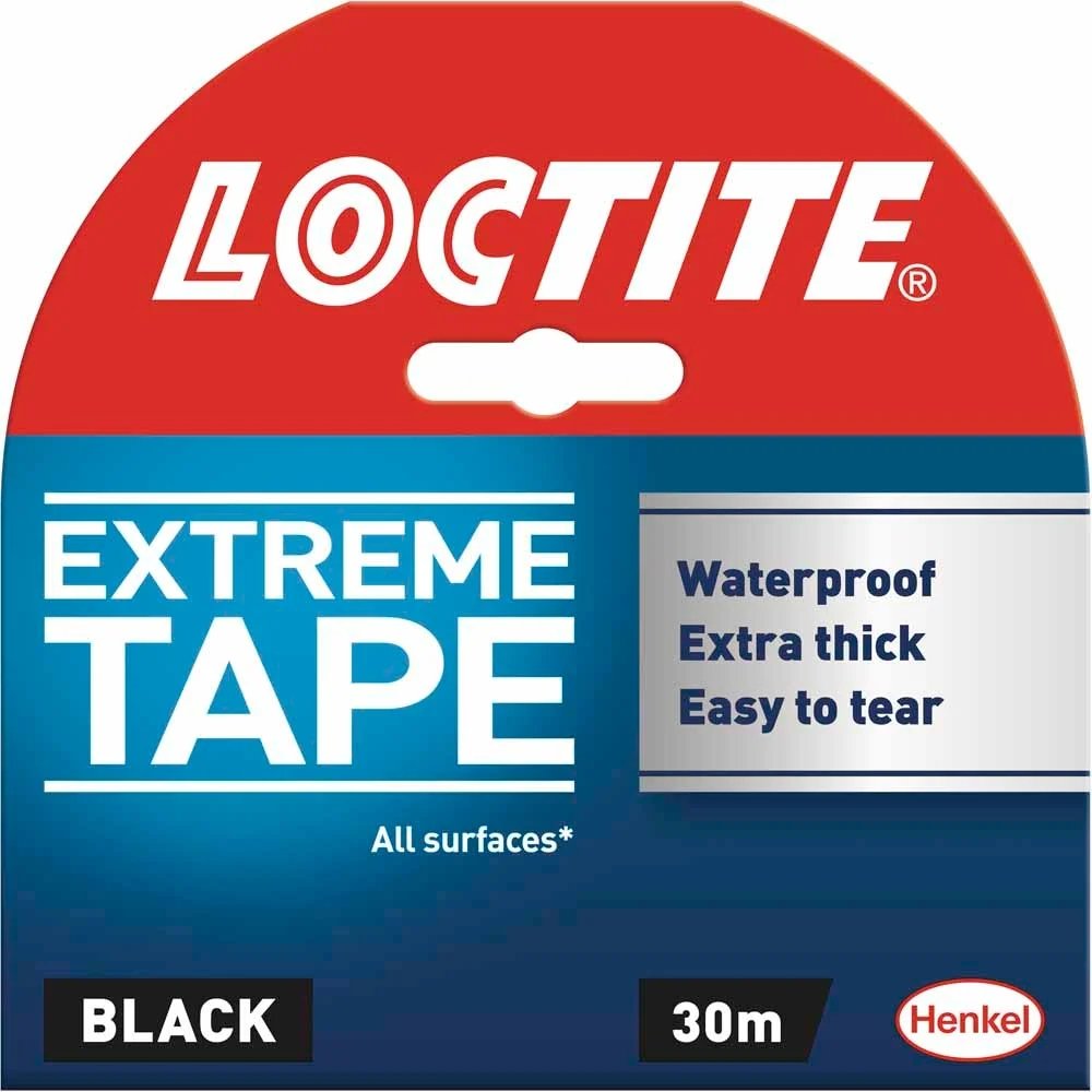 Loctite Extreme Tape Black 30M Waterproof, Extra Thick Strong Tape, Easy to Tear