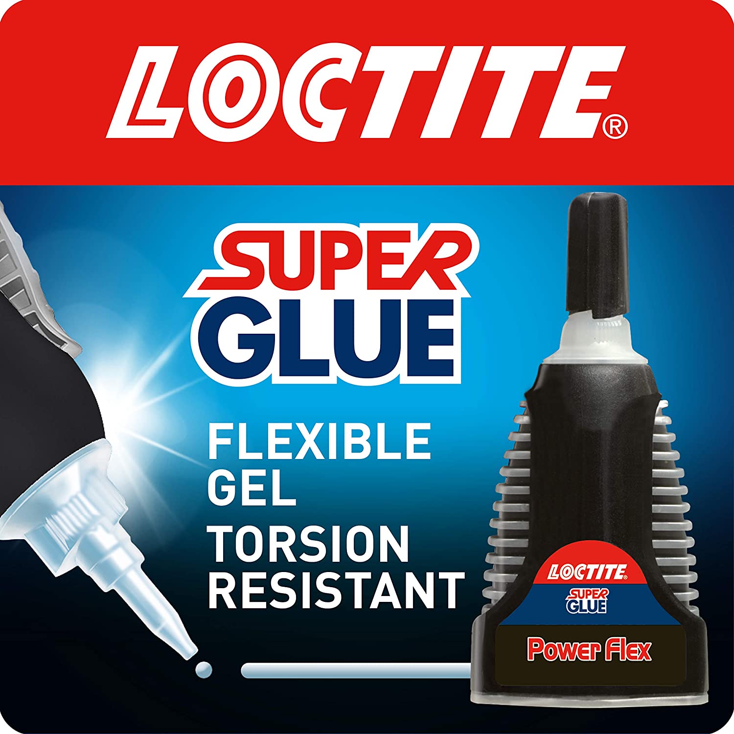 Loctite Super Glue Power Flex Control, Flexible Super Glue Gel, Clear Glue with Precise Nozzle, 1 x 3g Tube