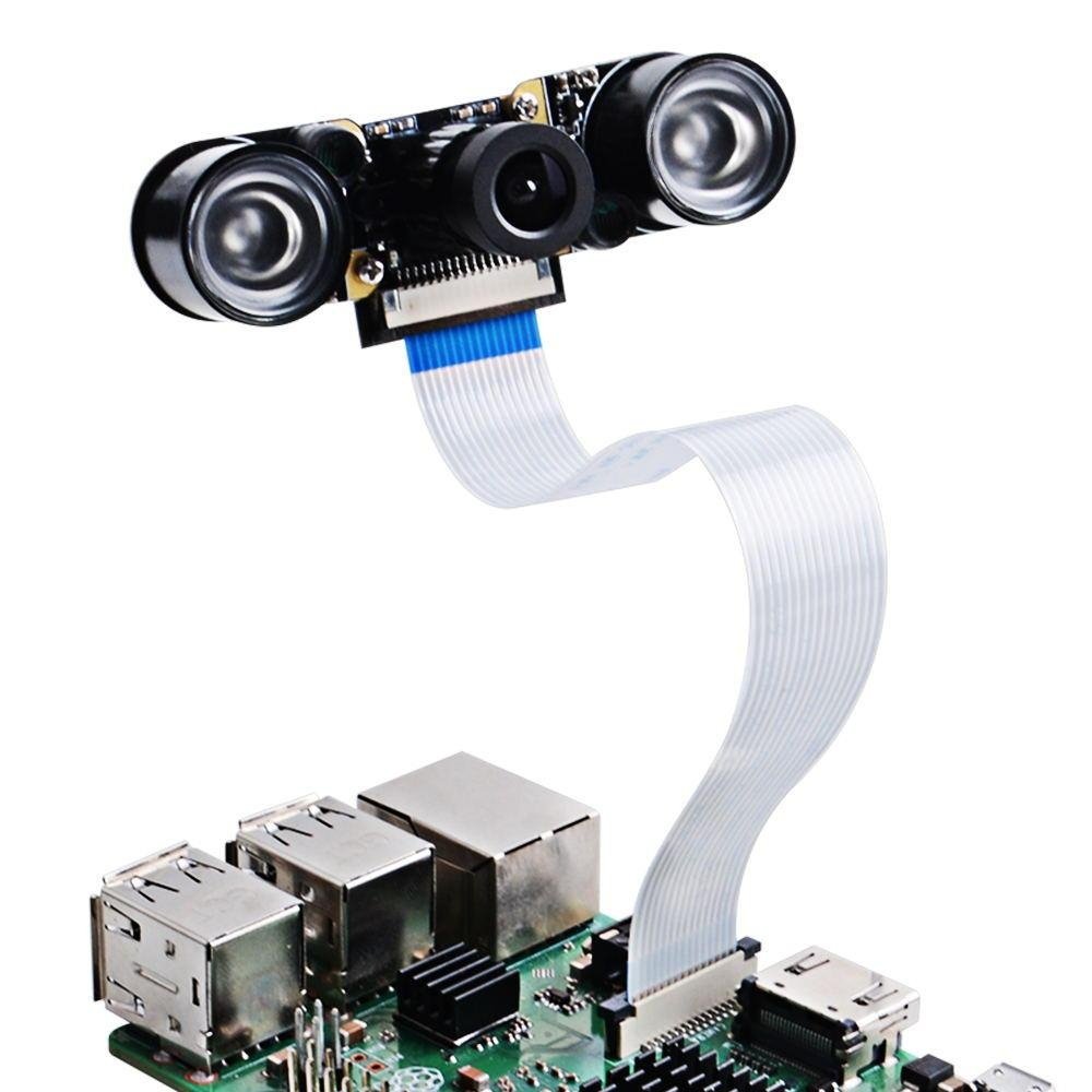 Night Vision 5 Megapixel OV5647 Sensor Camera Adjustable-focus Module With Infrared Light Sensor for Raspberry Pi 4B/3B+/Zero
