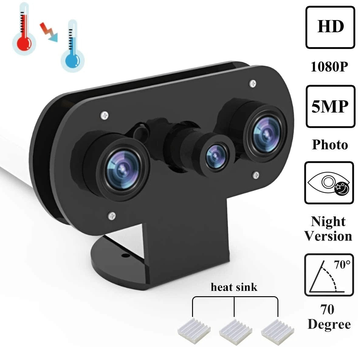 Raspberry Pi Infrared Night Vision IR Camera with Acrylic Holder Case, Adjustable-Focus Webcam for Pi 4/Pi 3 B+/Pi 3, 3D Printing / Home Security DIY