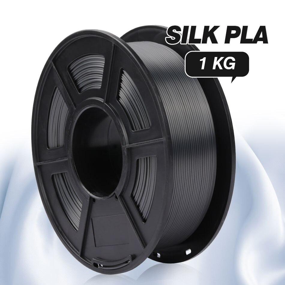 Silk Black PLA 3D Printer Filament 1.75mm PLA 1Kg Spool (2.2lbs), Dimensional Accuracy of +/- 0.02mm