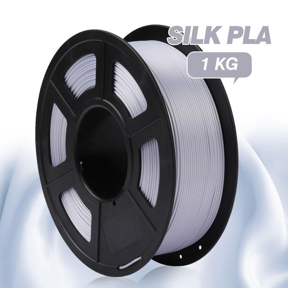 Silk Silver PLA 3D Printer Filament 1.75mm PLA 1Kg Spool (2.2lbs), Dimensional Accuracy of +/- 0.02mm
