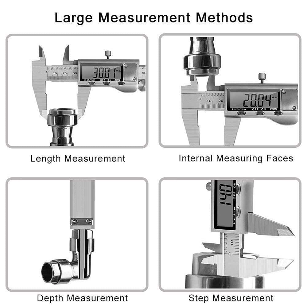 Stainless Steel Digital Caliper 150mm 6 Inches Inch/Metric/Fractions Conversion 0.01mm Resolution with Box