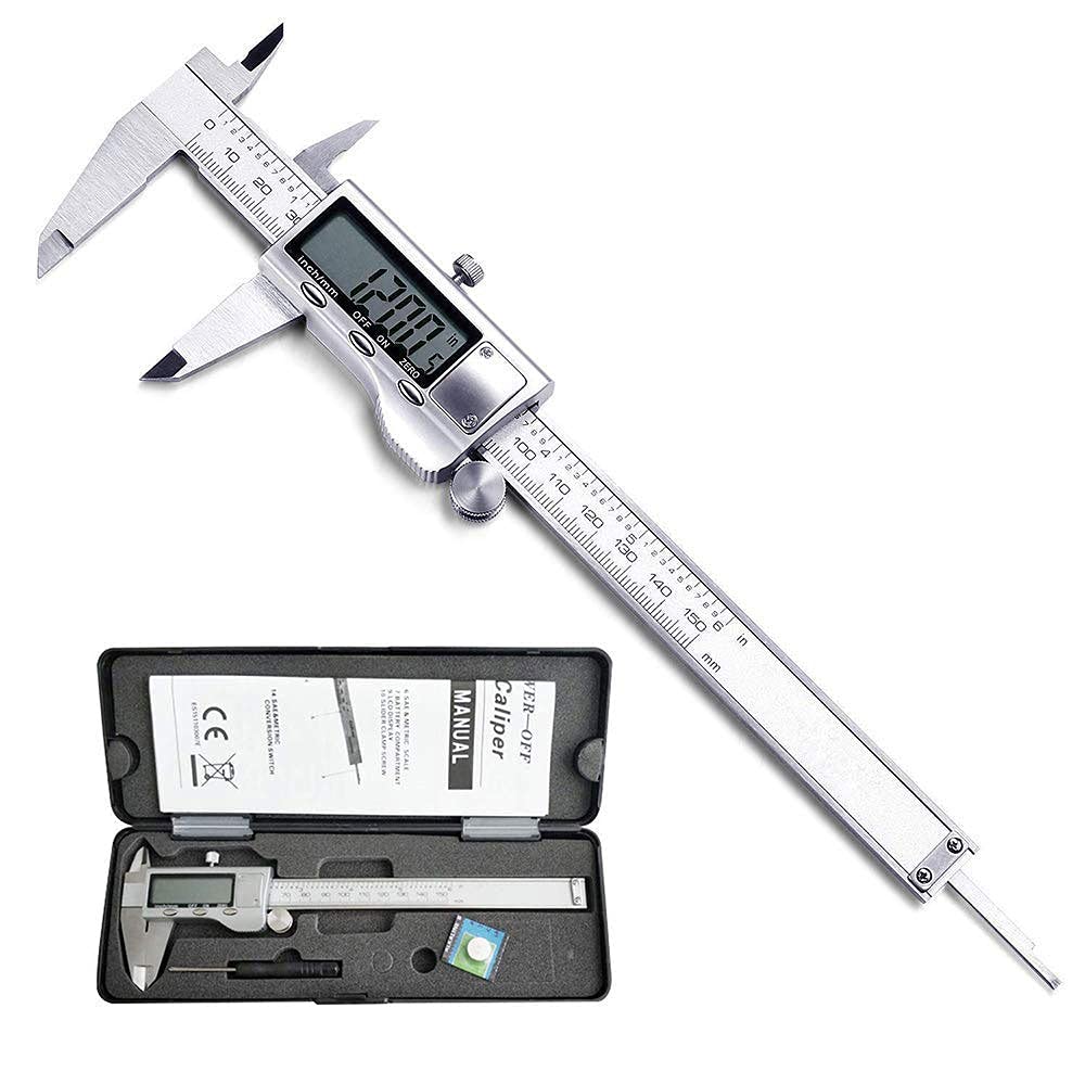 Stainless Steel Digital Caliper 150mm 6 Inches Inch/Metric/Fractions Conversion 0.01mm Resolution with Box