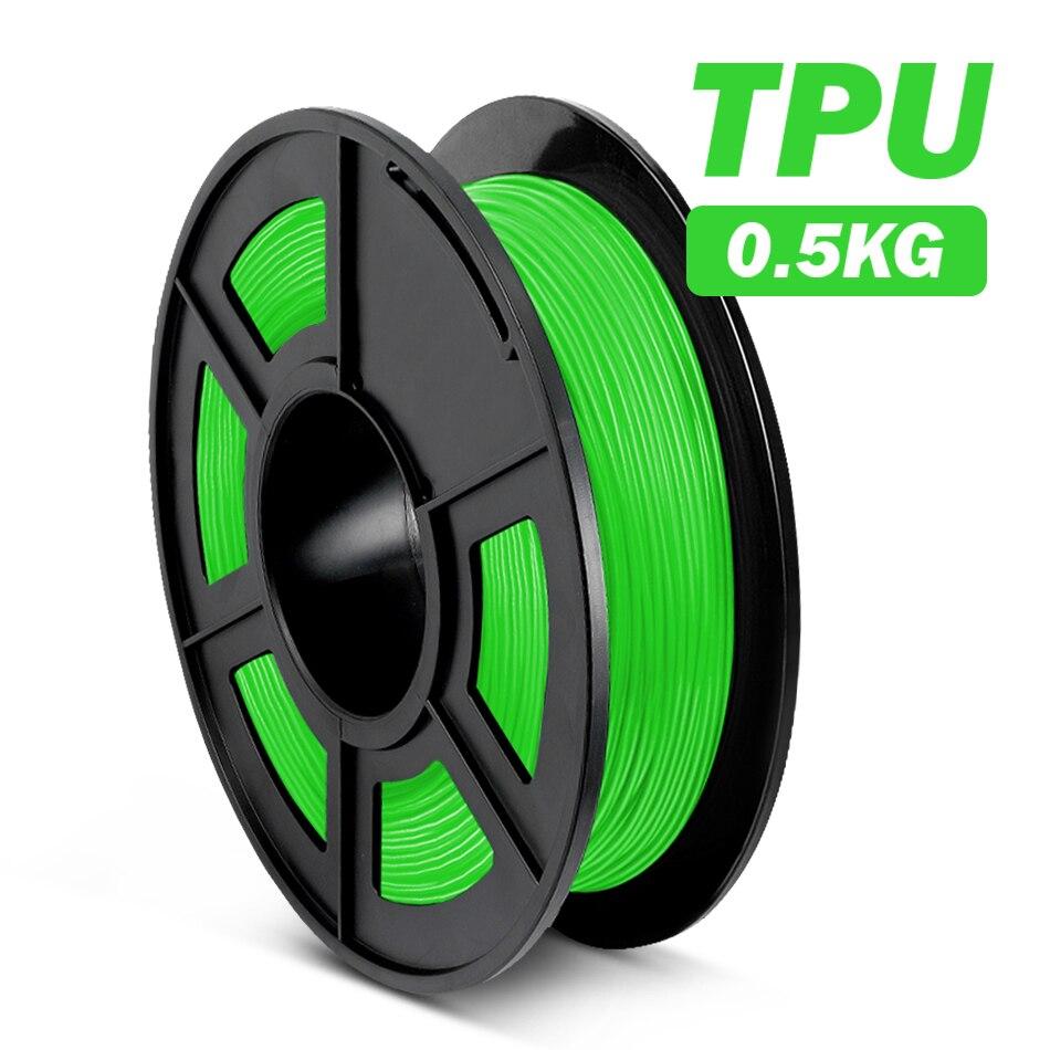 Green TPU Flexible 3D Printer Filament 1.75mm 0.5kg Spool Dimensional Accuracy +/- 0.03 mm