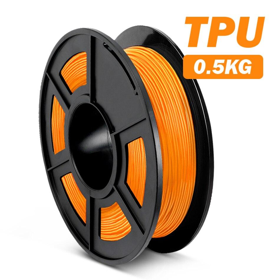 Orange TPU Flexible 3D Printer Filament 1.75mm 0.5kg Spool Dimensional Accuracy +/- 0.03 mm
