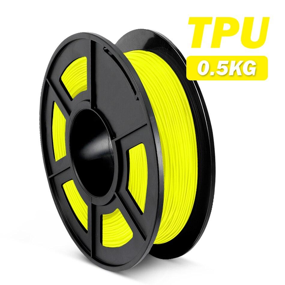Yellow TPU Flexible 3D Printer Filament 1.75mm 0.5kg Spool Dimensional Accuracy +/- 0.03 mm