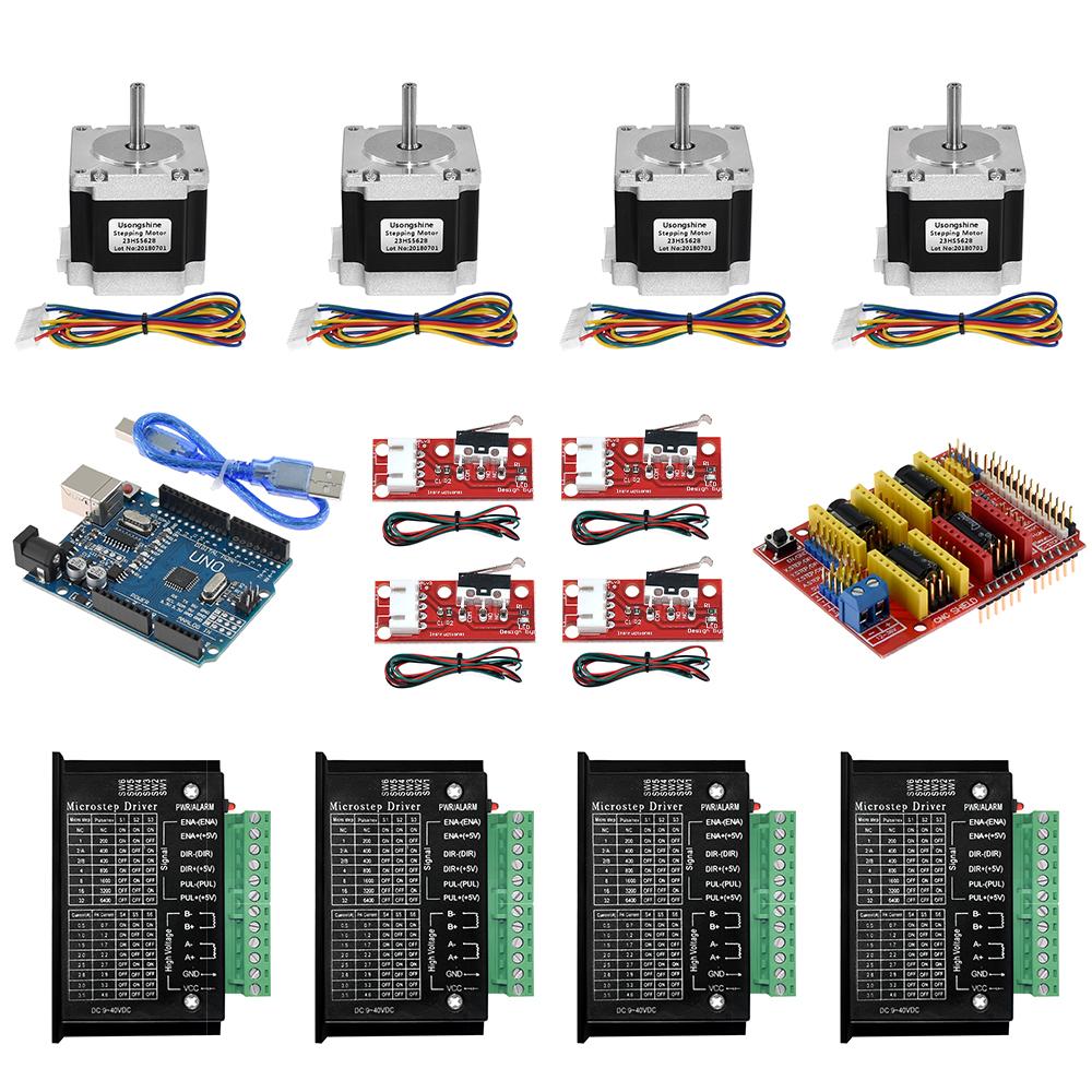 UNO CNC Kit with Controller + Shield + Nema 23 Stepper Motors + TB6600 + Limit Switches